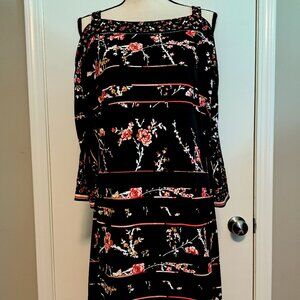 White House Black Market Cold Shoulder Cherry Blossom Dress
